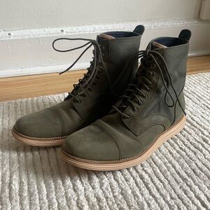 Cole Haan - Men's Olive Green Lace-Up Lunargrand Waterproof Combat Boots